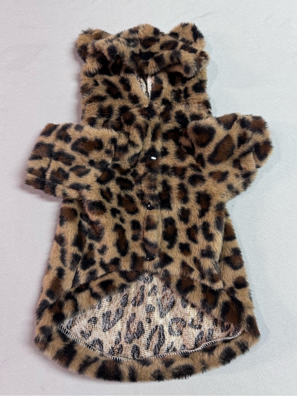Leopard Print Faux Fur Hooded Pet Coat NWOT - Picture 3 of 6